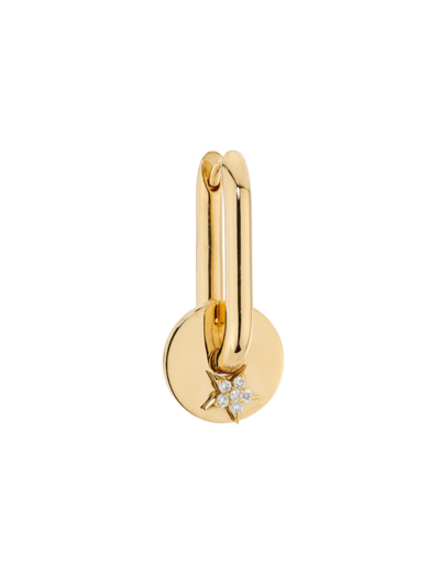 Shop Foundrae Women's Strength 18k Yellow Gold & 0.03 Tcw Diamond Small Single Chubby Fob Earring