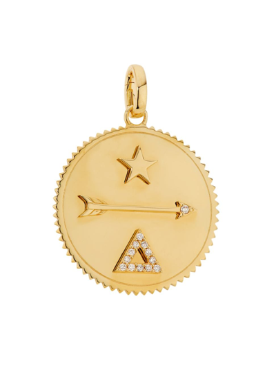 Shop Foundrae Women's Dream 18k Yellow Gold & 0.11 Tcw Diamond Large Medallion