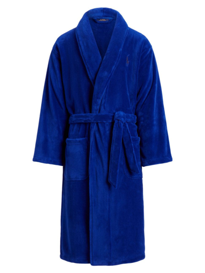 Shop Polo Ralph Lauren Men's Plush Microfiber Robe In Heritage Royal