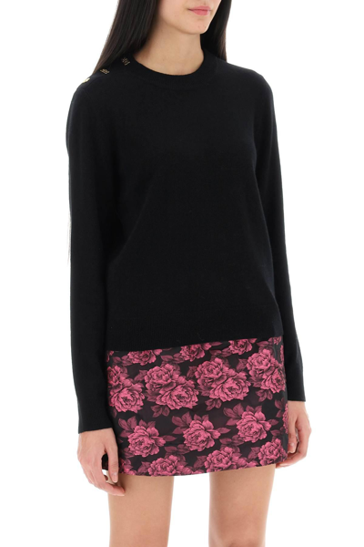 Shop Ganni Sweater With  Butterfly Buttons In Black