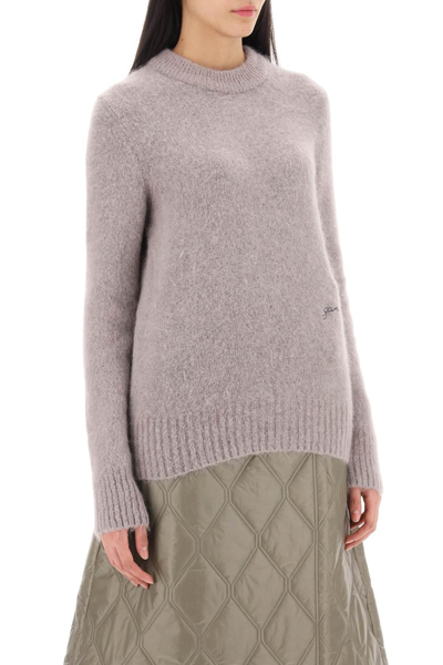 Shop Ganni Brushed Alpaca And Wool Sweater In Grey