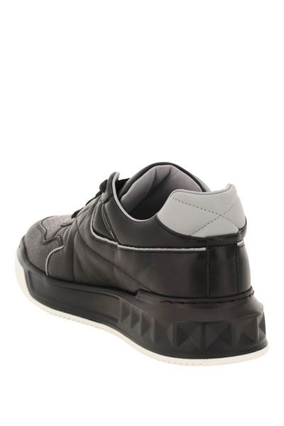 Shop Valentino One Stud Low-top Sneakers In Grey,black