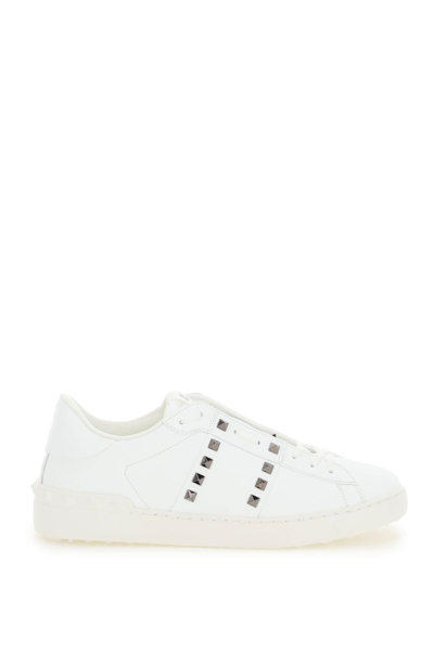 Shop Valentino Open Rockstud Untitled Sneakers In White