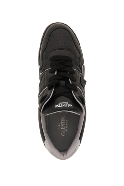 Shop Valentino One Stud Low-top Sneakers In Grey,black