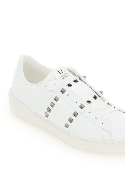 Shop Valentino Open Rockstud Untitled Sneakers In White