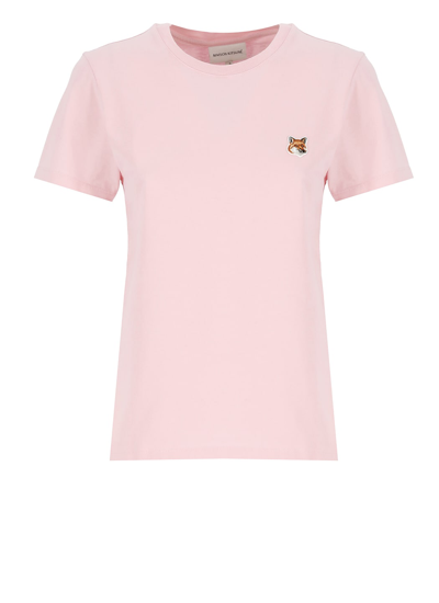 Shop Maison Kitsuné T-shirt With Fox Head Patch In Pink