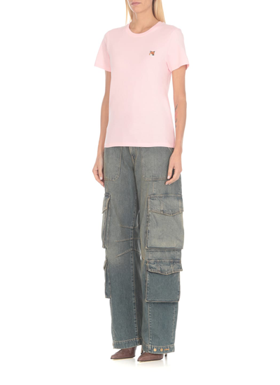 Shop Maison Kitsuné T-shirt With Fox Head Patch In Pink