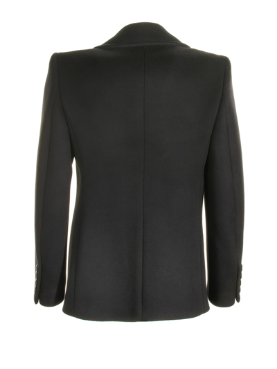 Shop Saint Laurent Double-breasted Wool Coat In Noir Profond