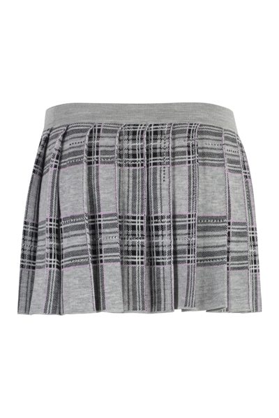 Shop Giuseppe Di Morabito Pleated Knitted Skirt In Grey