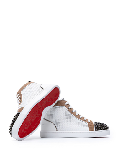 Shop Christian Louboutin Leather Sneakers With Spikes In Multi