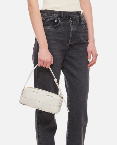 Shop Bottega Veneta Small Brick Cassette Leather Shoulder Bag In White