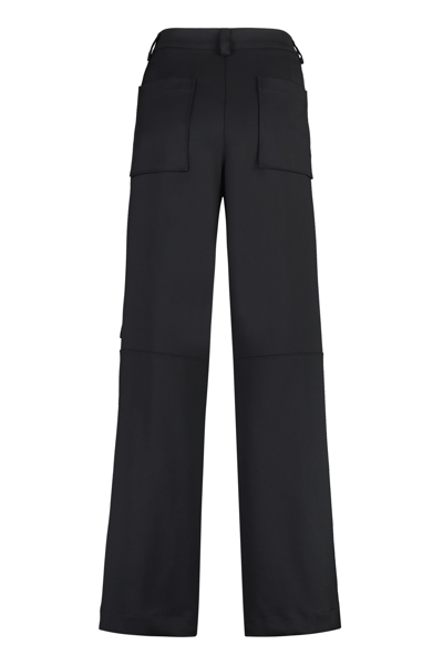 Shop P.a.r.o.s.h Wool Cargo Trousers In Black