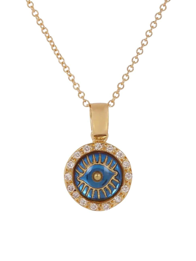 Shop Ileana Makri Women's 18k Yellow Gold & White Diamond Evil Eye Pendant Necklace