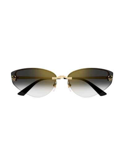 Shop Cartier Women's Panthère Light 65mm Sunglasses In Gold