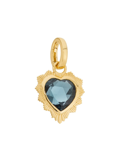 Shop Foundrae Women's True Love 18k Yellow Gold & London Blue Topaz Gemstone Heart Medallion