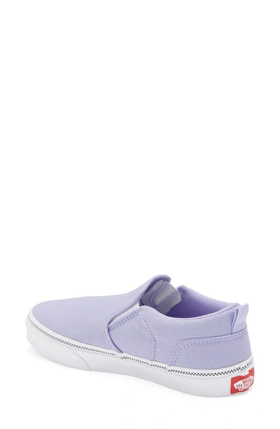 Shop Vans Kids' Asher Slip-on Sneaker In Checker Foxing Sweet Lavender
