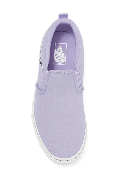 Shop Vans Kids' Asher Slip-on Sneaker In Checker Foxing Sweet Lavender