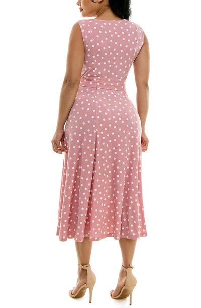 Nina Leonard Crewneck Sleeveless Midi Dress In Dusty Rose