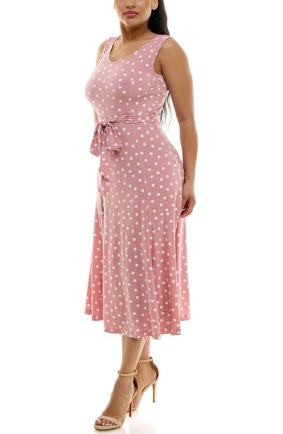Nina Leonard Crewneck Sleeveless Midi Dress In Dusty Rose