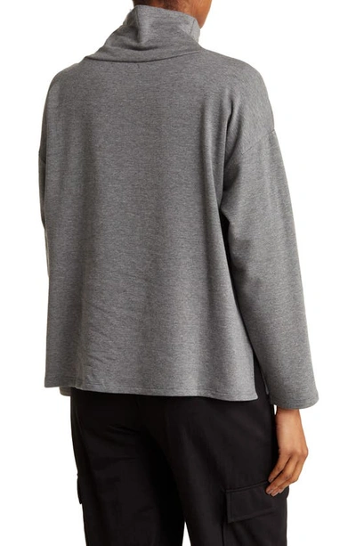 Shop Eileen Fisher Funnel Neck Long Sleeve Boxy Top In Ash