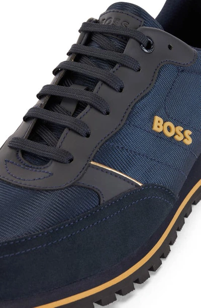 Shop Hugo Boss Boss Parkour Runn Nymx Sneaker In Dark Blue