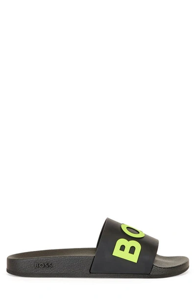 Shop Hugo Boss Bay Slide Sandal In Charcoal
