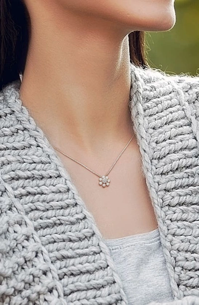 Shop Delmar Flower Diamond & Freshwater Pearl Pendant Necklace In White