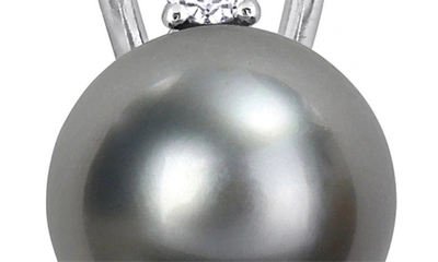 Shop Delmar Sterling Silver 8–8.5mm Cultured Black Tahitian Pearl & White Topaz Stud Earrings