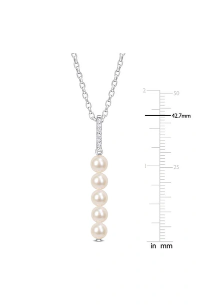 Shop Delmar Cultured Freshwater Pearl & Diamond Pendant Necklace In White