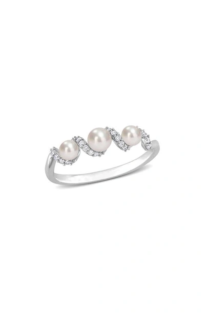 Shop Delmar 14k White Gold 3.5–4mm Cultured Freshwater Pearl & Diamond Ring