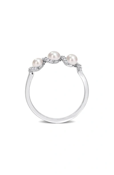 Shop Delmar 14k White Gold 3.5–4mm Cultured Freshwater Pearl & Diamond Ring