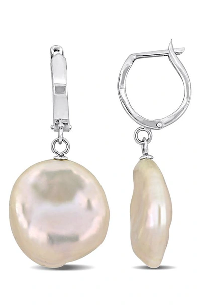 Shop Delmar Freshwater Pearl Drop Earrings In White
