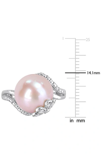 Shop Delmar Sterling Silver 12–12.5mm Pink Cultured Freshwater Pearl & Diamond Ring