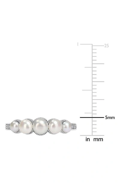Delmar 14k White Gold 4–4.5mm Cultured Freshwater Pearl & Diamond Ring In White