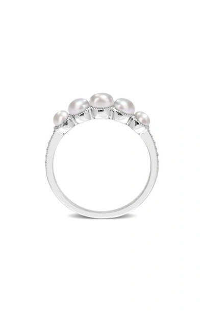 Delmar 14k White Gold 4–4.5mm Cultured Freshwater Pearl & Diamond Ring In White