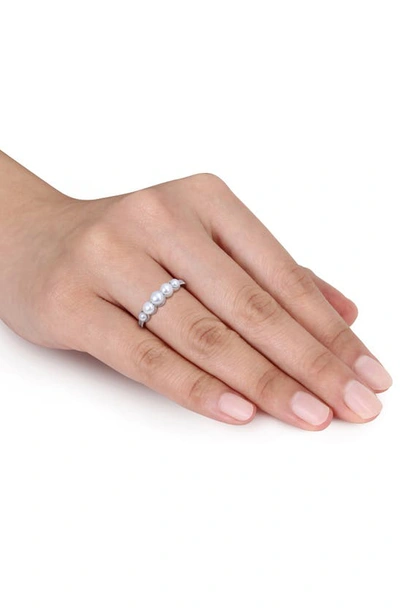 Delmar 14k White Gold 4–4.5mm Cultured Freshwater Pearl & Diamond Ring In White