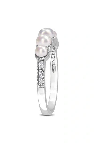 Delmar 14k White Gold 4–4.5mm Cultured Freshwater Pearl & Diamond Ring In White