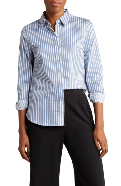 Shop Nordstrom Rack Essential Stripe Poplin Shirt In Blue- White Kaia Stripe