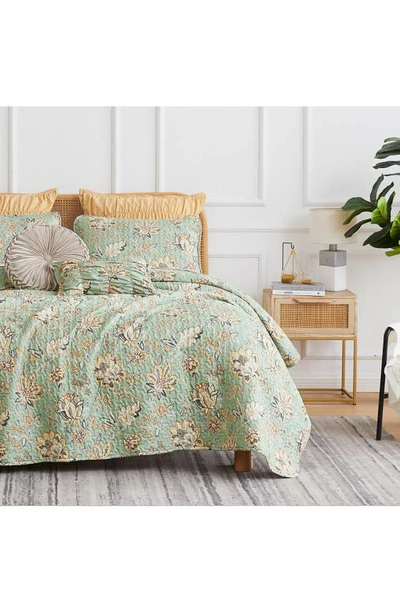 Southshore Fine Linens Jacobean Willow 7-piece Oversized Quilt Bedding Set In Green