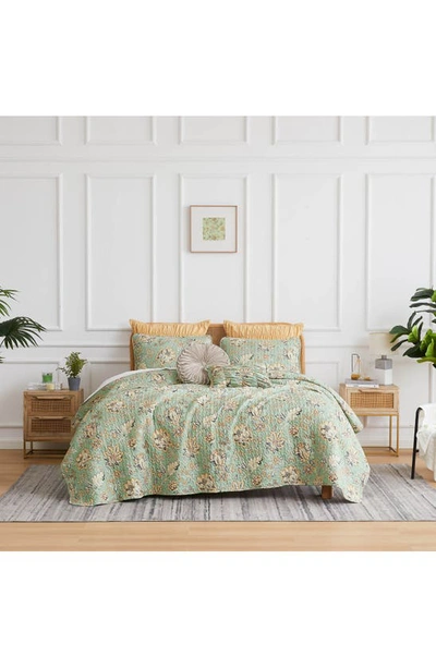 Southshore Fine Linens Jacobean Willow 7-piece Oversized Quilt Bedding Set In Green