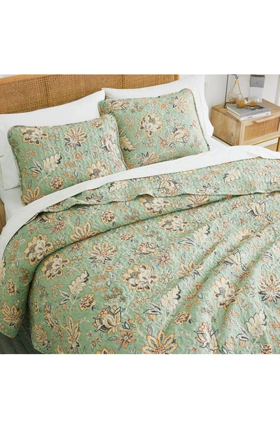 Southshore Fine Linens Jacobean Willow 7-piece Oversized Quilt Bedding Set In Green