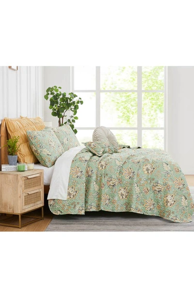 Southshore Fine Linens Jacobean Willow 7-piece Oversized Quilt Bedding Set In Green