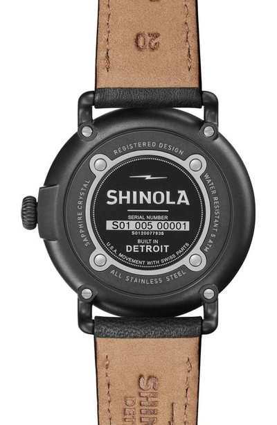 Shop Shinola The Runwell Leather Strap Watch, 41mm In Black/ Gunmetal