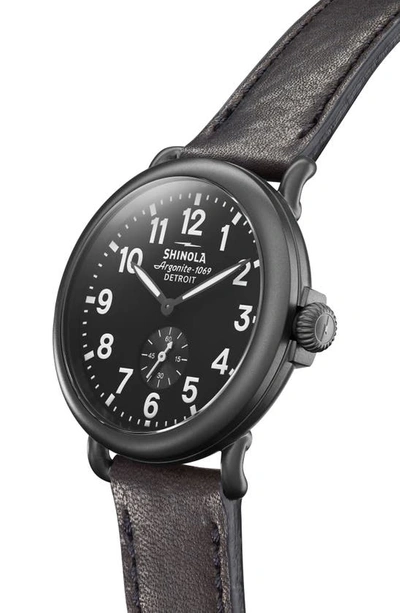 Shop Shinola The Runwell Leather Strap Watch, 41mm In Black/ Gunmetal