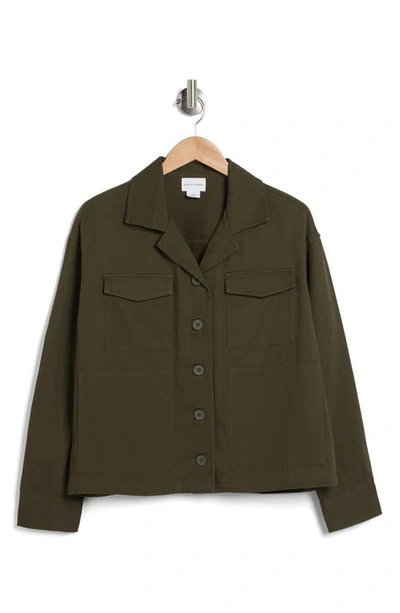 Shop Melrose And Market Twill Utility Shirt Jacket In Green Forest