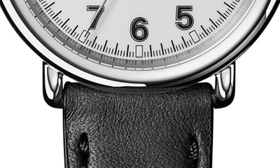 Shop Shinola Runwell Automatic Leather Strap Watch, 45mm In Black/ White/ Silver