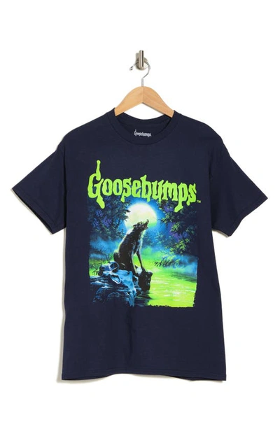 Shop Philcos Goosebumps Cotton Wolf Graphic T-shirt In Navy