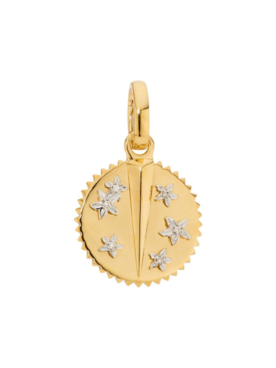 Shop Foundrae Women's Resilience Blossoms 18k Yellow & White Gold & 0.02 Tcw Diamond Baby Medallion In Yellow Gold