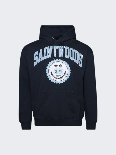 Shop Saintwoods University Hoodie In Navy