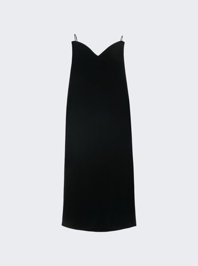 Loewe Strapless Cotton-blend Velvet Midi Dress In Black